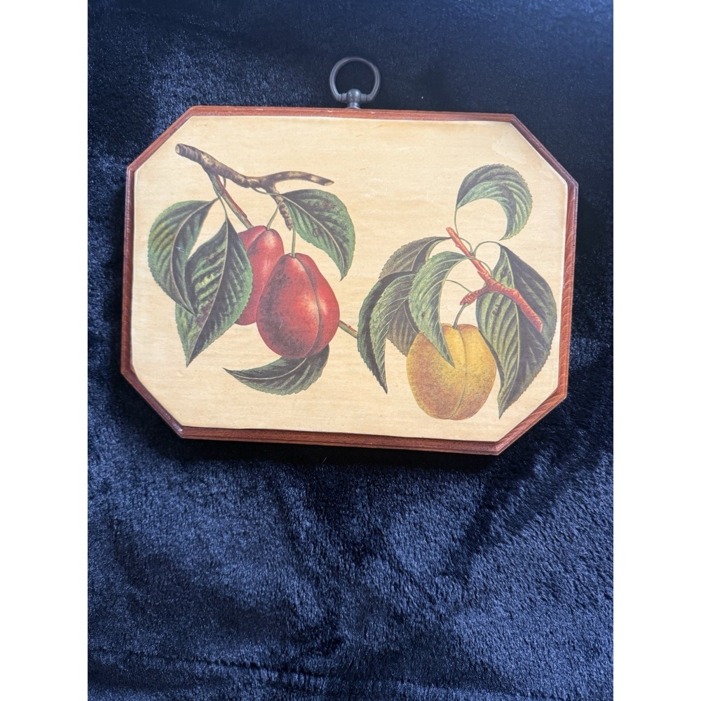 Vintage Botanical Fruit Wall Plaque Rustic Wooden Decor Granny Cottage Core